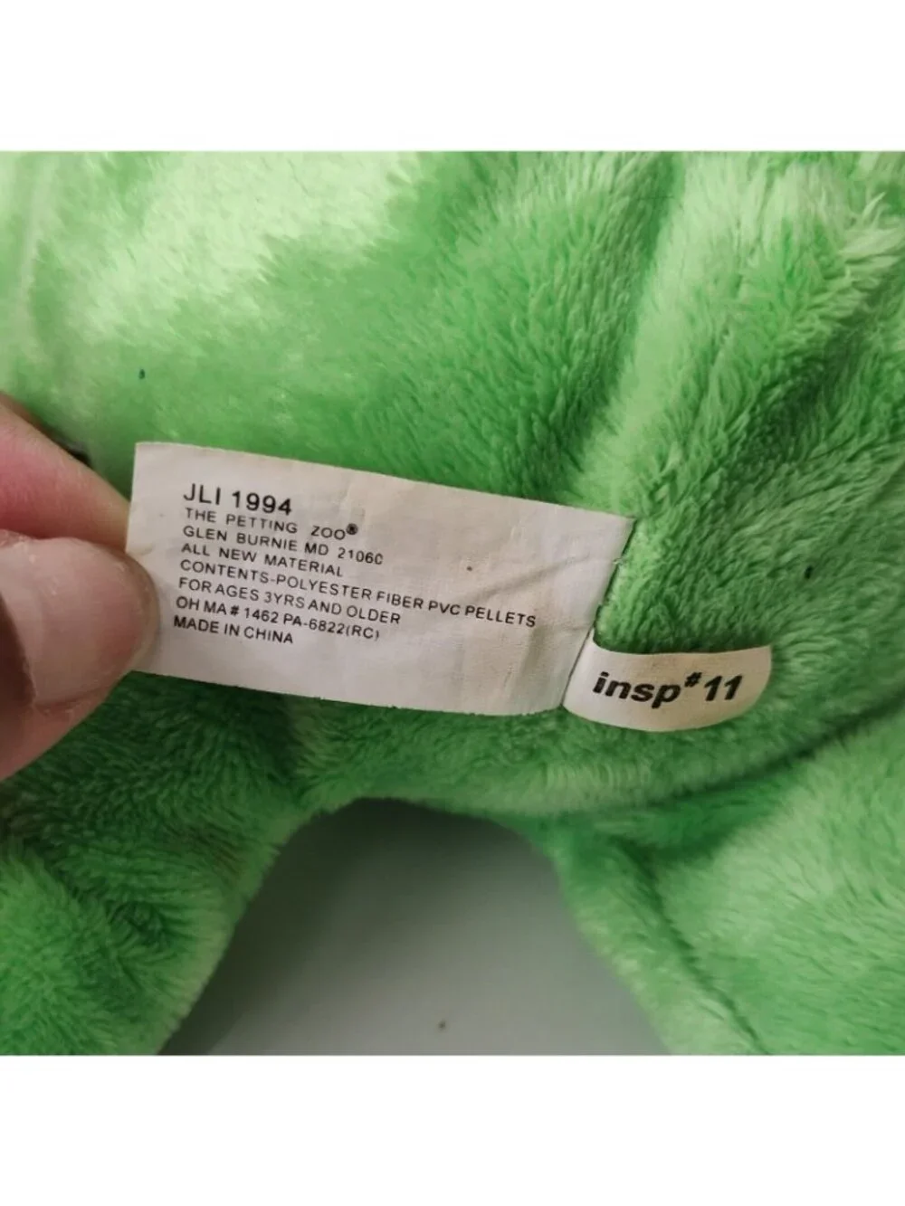 1994 Vintage The Petting Zoo Happy Birthday Green Frog Plush Stuffed Animal 19